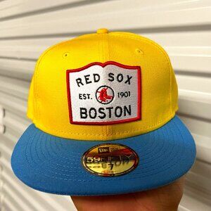 Boston Red Sox MLB Yellow Blue Fitted Hat - New